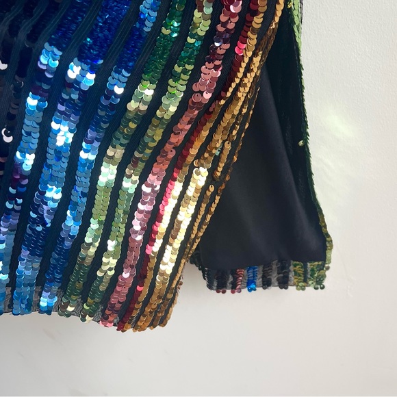 NWT Soprano Sleeveless Sequin Striped Midi Dress Multi Colored Size Small - Picture 7 of 10